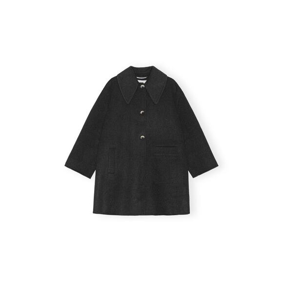 GANNI Heavy Twill Oversized Midi Jacket - 38/M - Black - Picture 1 of 5